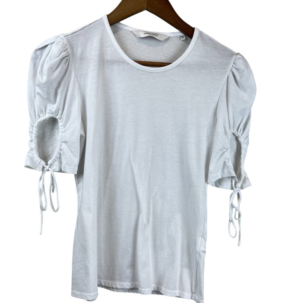 Rebecca Taylor White Keyhole Puff Sleeve Pullover Top‎ Size XS Closet Staple